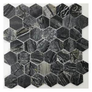 Gạch Khảm Đá Màu Xám ZF Gạch Đá Cẩm Thạch Khảm Nghệ Thuật Cho Tường - Product Image 4