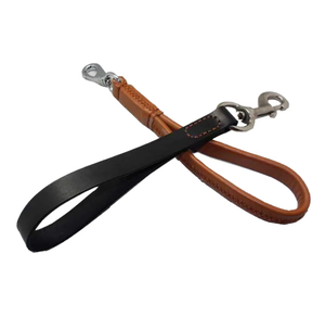 Heavy Duty 12 "Cuero Negro Marrón Color Cuerda Perro Corto Plomo - Product Image 1