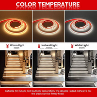 Bande de LED Cob 110V 220V avec connecteur de prise 3000K 4000K 6500K bande étanche chaude/naturelle/blanche bande de lumière LED intérieure extérieure