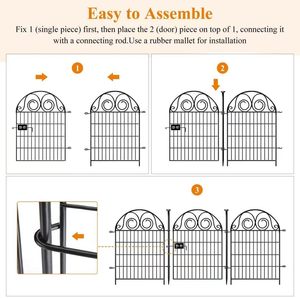 Recinzione Alta per Giardino con Cancello, Barriera Anti-Scavo per Cani, Recinzione Temporanea in Metallo Nero Resistente - Product Image 3