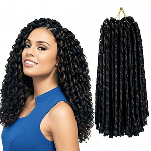 Approvisionnement direct usine Tresses africaines au crochet ajourées 14 pouces 70g 15 brins Fibre basse température Trame simple - Product Image 1