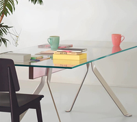 Table à manger en verre trempé transparent minimaliste moderne, support en acier inoxydable, design Bauhaus, meubles de salle à manger CHUNYE