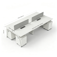Poste de travail de bureau modulaire moderne pour 4 personnes avec écran de confidentialité et tiroirs de rangement pour bureau à aire ouverte