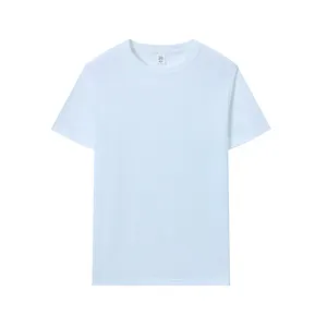 Camiseta masculina 100% algodão em branco com logotipo de marca personalizado por atacado, camiseta casual lisa para homens