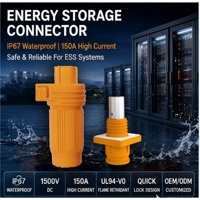 Connecteur étanche IP67 mâle/femelle haute puissance 70A-500A 1500V, borne de batterie en cuivre plaqué argent pour systèmes solaires ABS