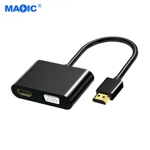 Computer hardware software 4 in 1 hub HDMI to HDMI VGA converter cable hdmi vga adapter with audio and USB power cable