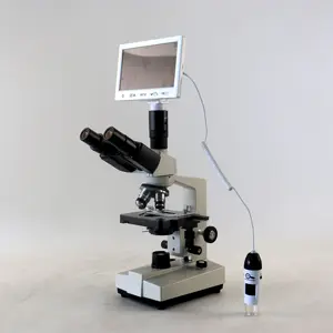 新しいポータブル7インチLCDスクリーン1600XデジタルステレオUSB三眼生物顕微鏡とミニハンドヘルドデジタル顕微鏡