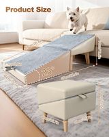 Escabeau et marchepieds pliables 2-en-1 gris antidérapants en bois pour petits chiens et chats âgés ou blessés