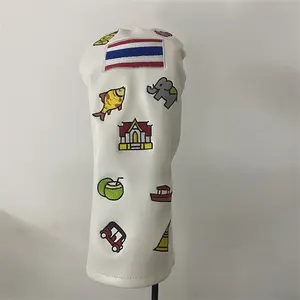 Thailand Style High-Quality Leather Embroidery Pattern Golf Driver Headcover Golf Club Headcovers