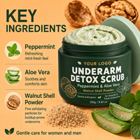 Deodorierendes Tiefenreinigungs-Peeling zur Entfernung von Gerüchen und Schweißresten mit Walnuss, Glättend und Erfrischend, OEM ODM Bestes Achsel-Detox-Peeling