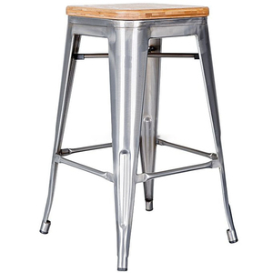 Cổ Điển Công Nghiệp Phong Cách Stackable Quán Cà Phê Nhà Hàng <span class=keywords><strong>Bar</strong></span> Ghế Tolix Kim Loại Quầy <span class=keywords><strong>Bar</strong></span> Phân Với Ghế Bằng Gỗ - Product Image 3