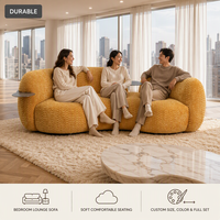 Ensemble de canapés sectionnels modernes nordiques, design incurvé en tissu polaire d'agneau de luxe léger, structure en bois, rembourrage en éponge, pour appartement, centre commercial, villa