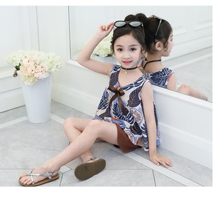 Hot Sale a <b>Lovely</b> Teen Korean Beauty Sleeveless Sport Print Summer Girls Two Piece Set for Kid Made in China - Product Image 4