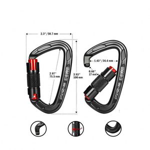 Safety Buckle Metal Aviation Aluminum D Shape Portable Climbing Carabiner <b>Hook</b> <b>Clip</b> Light Weight Auto Locking Mountaineering - Product Image 4