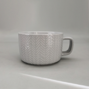 Tazas de sopa de cerámica en relieve, tazón de fideos con tira <span class=keywords><strong>Diagonal</strong></span>, restaurante creativo, hogar, listo para enviar, tazas de desayuno de porcelana - Product Image 2