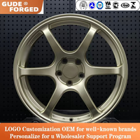 Jantes de voiture GUDE6 à 6 rayons, 17 pouces, 5 trous, PCD 5*114.3, en alliage forgé et poli, style JDM pour Toyota C-HR, Hyundai, Renault