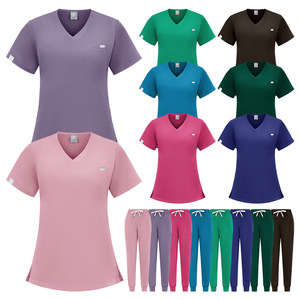 V-Neck Scrub Set Women Moisture Wicking Split Uniform Medical Lab Workwear Hospital Uniforms - Product Image 4