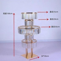 Lustre en cristal sur pied haut, en fer forgé doré, pour centres de table de mariage – Grande vente