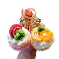 Plüsch-Häkel-Kuchen-Manschettenknöpfe, lebensechter Taschenanhänger im Lebensmittel-Stil (Orange-Traube), sportlich, für alle Jahreszeiten, perfektes Geburtstagsgeschenk für Freunde
