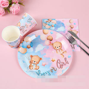 Ychon bébé sexe révéler fête vaisselle ensemble vaisselle jetable assiette ensemble décorations <span class=keywords><strong>de</strong></span> <span class=keywords><strong>Table</strong></span> bébé douche fête décoration - Product Image 4