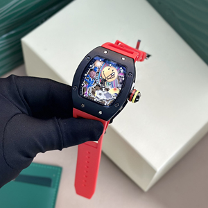Reloj Mecánico Automático de Moda con Carátula de Cara Sonriente, de Alta Calidad, de Lujo, con Forma de Tonel, Estilo Hip-Hop, de Fibra de Carbono y Cristal de Zafiro - Product Image 4