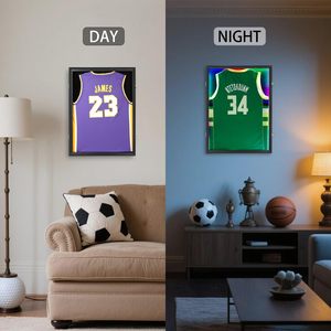 LED Jersey Display <strong>Frame</strong> Black Lockable with Remote Control UV Acrylic for Basketball Football Sports Memorabilia - Product Image 6