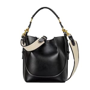 New Luxury Korean Brown PU Leather Crossbody Bucket <b>Handbag</b> for Women with Magnetic Closure Spring/<b>Summer</b> Portable - Product Image 2