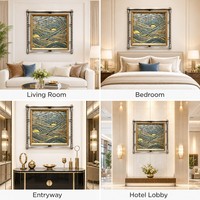 Peintures et décorations murales de style romain, paysage, en métal, avec LED, impression 3D, style encre, luminaire suspendu, pour bureau, hôtel, grande taille personnalisée