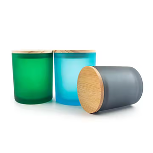 300ml 450ml vitrail bougeoir conteneurs avec couvercle en bambou usine en gros pour bougies parfumées <span class=keywords><strong>maison</strong></span> - Product Image 6