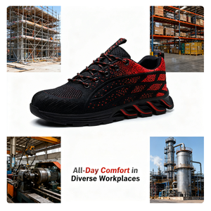 Chaussures de sécurité montantes en tricot pour hommes Chaussures de sécurité en tricot à bout en acier anti-écrasement Caractéristiques Chaussures de sécurité pour hommes - Product Image 3