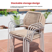 Ensemble de table et chaises de jardin au design moderne, en panneaux de dalle, avec chaises en alliage d'aluminium, résistant aux intempéries, cadre en aluminium durable, imperméable