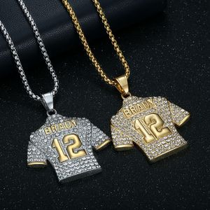Collier pendentif maillot de football Brady 12 Yunnique en acier inoxydable avec sertissage pavé, cadeau unisexe - Product Image 1