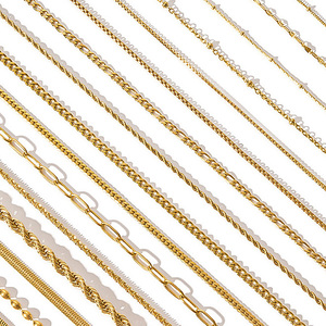 Non Tarnish No Fade Collier Women INS Stainless Steel Chain Jewelry Making PVD Gold Plated Necklace Snake Chain Paper <b>Clip</b> - Product Image 1