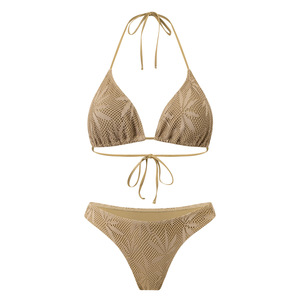 JSN 2026 Nouveau Ensemble Bikini Trois Pièces Personnalisé pour <span class=keywords><strong>Femme</strong></span>, Imprimé, Style Halter Triangle, Taille Haute, avec Robe <span class=keywords><strong>de</strong></span> Plage, <span class=keywords><strong>Maillot</strong></span> <span class=keywords><strong>de</strong></span> <span class=keywords><strong>Bain</strong></span> Sexy Dos Nu - Product Image 4