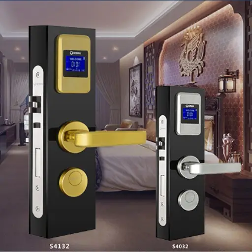 Deadbolt châu Âu điện tử khách sạn khóa chống hoảng loạn Mortise 304 thép không gỉ thông minh khách sạn khóa cửa