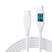 Kabel Pengisian Cepat USB C ke USB C PD 100W dengan Layar Digital Silikon dan Sinkronisasi Data