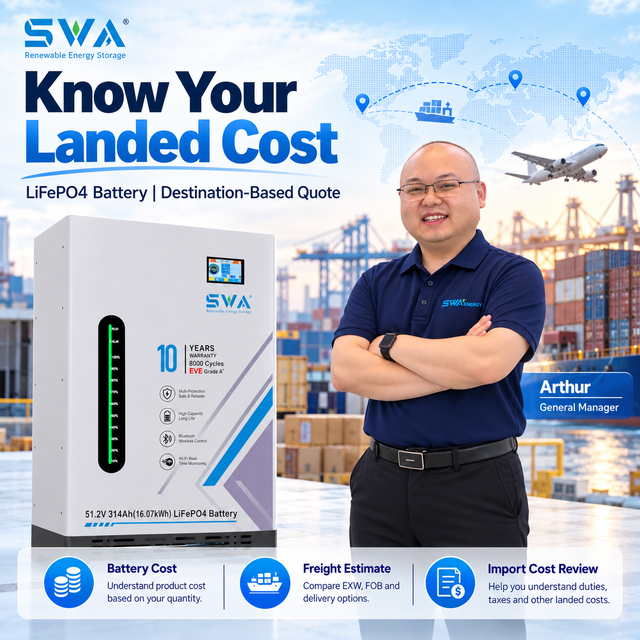 16kWh LiFePO4 Home Solar Battery 51.2V 314Ah EV E Cells Factory Wholesale DDP Shipping Options Landed Cost Quote OEM ODM