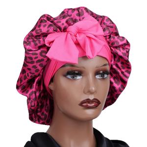 Gorro de <span class=keywords><strong>Dormir</strong></span> SOLPOP Personalizado con Estampado de Leopardo, Lazo Ajustable, Correa Larga, Gorro de Satén para el Cuidado del Cabello para Mujer - Product Image 5