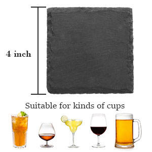 Posavasos de Pizarra al por Mayor, Posavasos de Piedra Negra para Bebidas, Grabado Láser, 4 Pulgadas, Cuadrados, en Forma de Corazón, Material en Blanco para Posavasos - Product Image 2