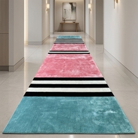 High Quality Handmade Bamboo Silk Carpet Runner Pink Lobby Rugs