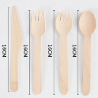 Nouvelle conception moderne de couverts jetables biodégradables en bois, cuillère/ Fourchette/ Couteau écologiques pour le camping