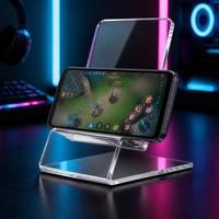 Support de téléphone moderne minimaliste en acrylique massif poli, support transparent monobloc sans couture, décoration d'intérieur, présentoir de comptoir de bureau