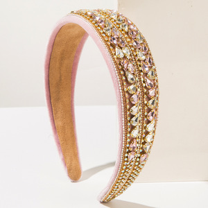 Diademas de terciopelo barroco retro, accesorios para el cabello de cristal brillante, postizos nupciales con tachuelas de diamantes para mujer - Product Image 6