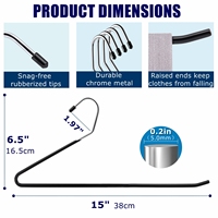 Cintres de pantalons en métal à extrémité ouverte en PVC noir de 15 "de 5.0mm d'épaisseur pour pantalons pantalons jeans