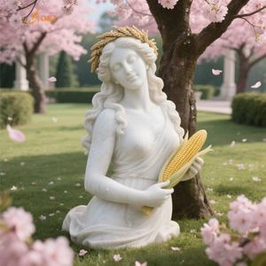 Personalizada ciudad jardín decoración Gran Piedra natural tallada GreekMyth Horae estatua tamaño real verano <span class=keywords><strong>Theros</strong></span> diosa escultura de mármol blanco - Product Image 4