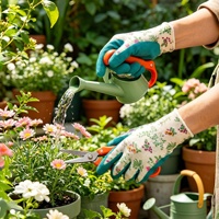 Gants de jardinage en latex résistants aux perforations, imperméables, anti-coupures, durables, respirants, motif feuilles pour l'entretien des fleurs et des succulentes