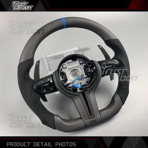 Volante Personalizado de Fibra de Carbono Mate con Empuñadura de Gamuza para BMW X3 X5 F10 F30 F87 F82 F80 F11 F15 <span class=keywords><strong>M2</strong></span> M3 M4 M5 <span class=keywords><strong>240i</strong></span> 440i 540i - Product Image 3