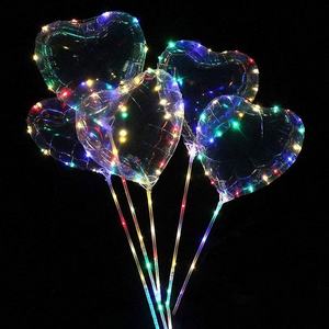 Hot Sale Valentine's Day Round and <b>Star</b> 18 Inch <b>LED</b> Light up Print Heart Shape clear <b>Led</b> Bobo Balloons with Light for Lovers - Product Image 6