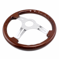 Volant de course classique à 3 branches en bois grainé, en alliage d'aluminium et acajou poli, universel pour voiture (pièce de rechange)