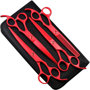 Ensemble de ciseaux roses pour toilettage des animaux de compagnie, 7 pouces, droits et effilés, pour la coupe du poils des chiens, outils de beauté multifonctionnels - Product Image 4
